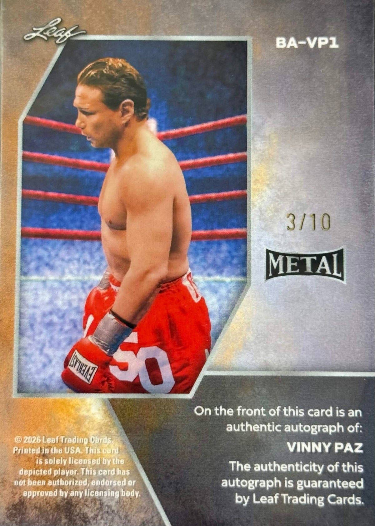Vinny Paz 3/10 Autograph (Leaf)