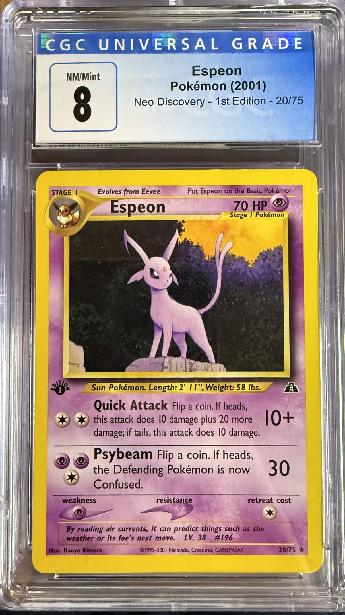 CGC 8: Espeon 20/75 (1st Edition)
