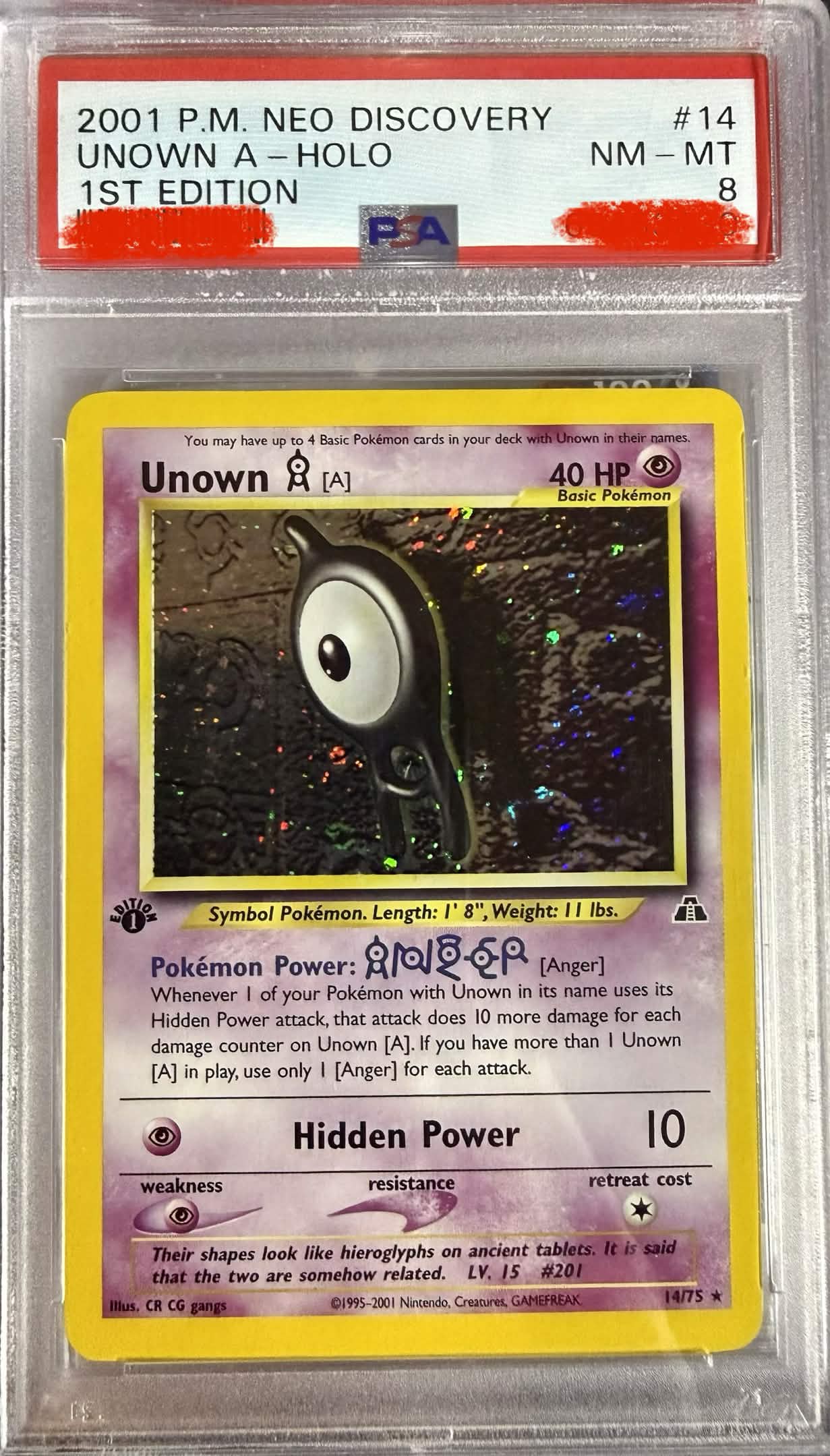 PSA 8: Unown 14/75 1st Edition