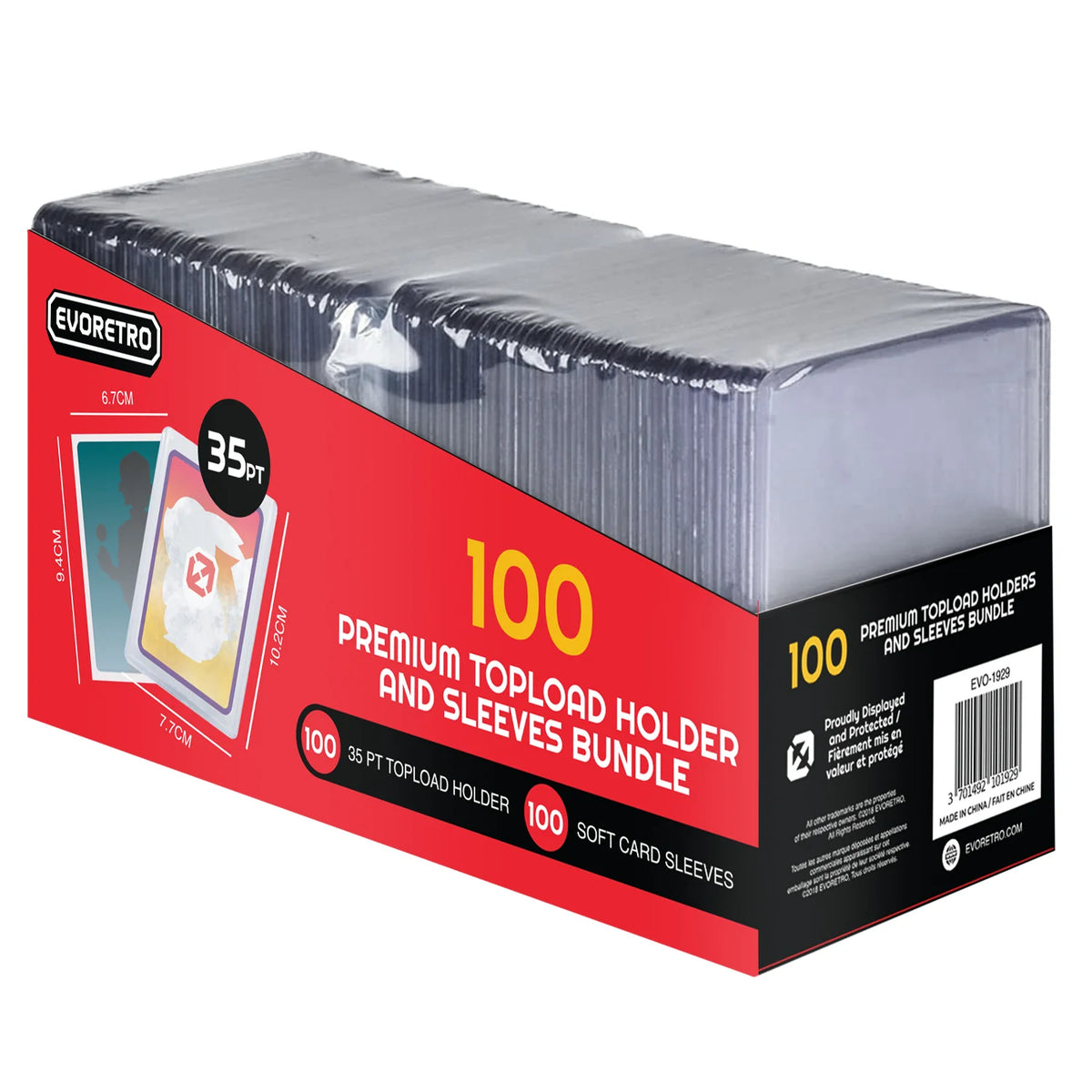 EVORETRO 100 Sleeves & 100 Toploaders Combo Pack